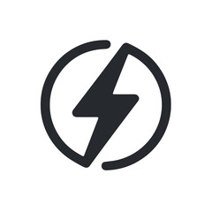 Vector icon of a lightning bolt for energy and power concepts, transparent background