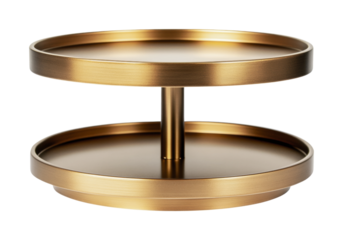 Elegant two-tiered gold metal serving tray for stylish display and organization, cut out