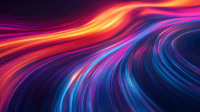 Dynamic and vibrant swirl of colorful light trails creating a captivating abstract design. Ambient Fluorescence. Illustration