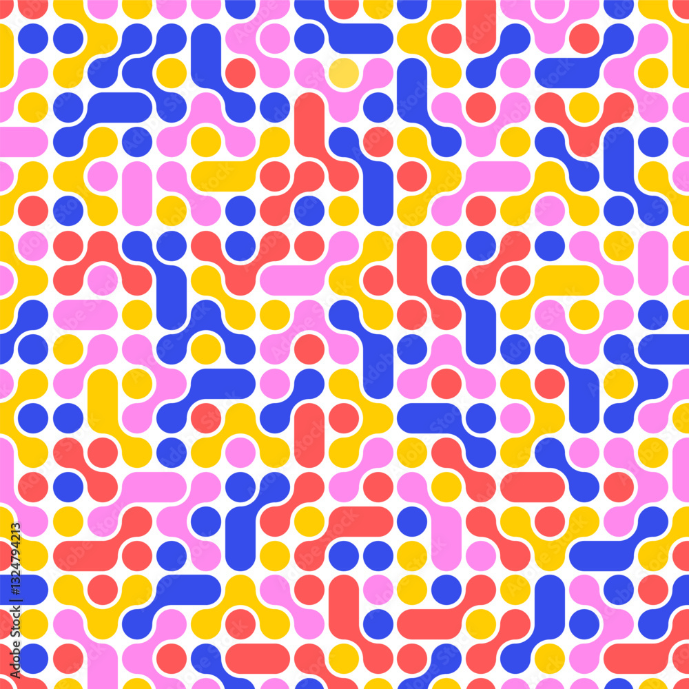 Poster seamless geometric abstract pattern with circle shapes in vibrant colors. modern metaball texture wi