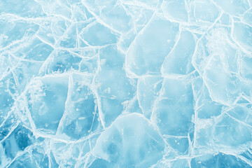 Obraz premium Close-up view of cracked ice surface with frosty patterns