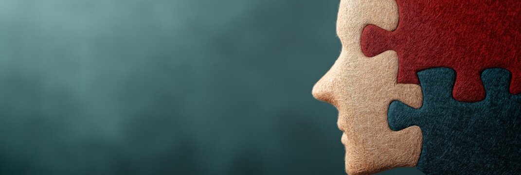 This image features a creatively designed human silhouette with puzzle piece textures, symbolizing complexity and the idea of fitting in unique environments and roles. - Powered by Adobe