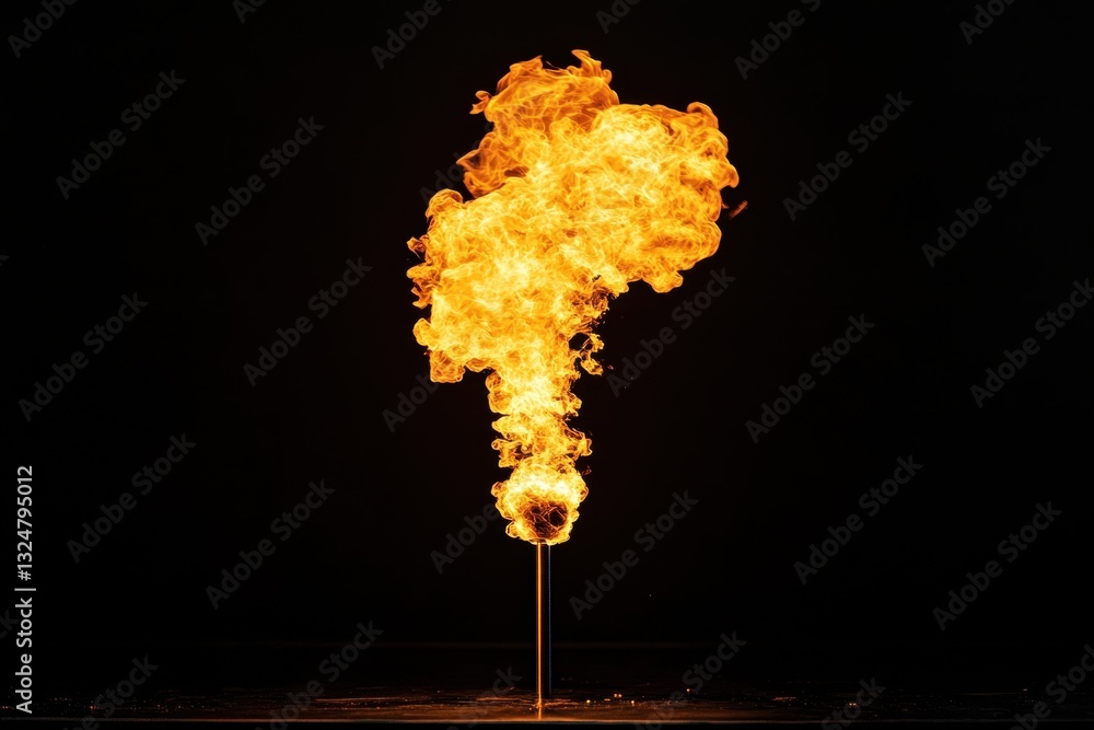 Poster flames rise dramatically against a dark backdrop creating a captivating display of fire's beauty, ve