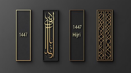 Gold Islamic Calligraphy and Geometric Panels Design