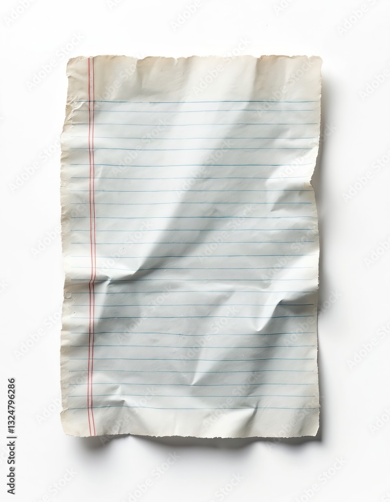 Poster retro lined school paper background. crumpled sheet with lines, rough texture. wrinkled, creased, ag