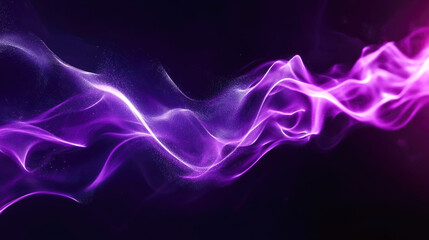Vibrant abstract purple and pink light waves on dark background