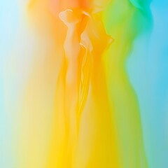 Abstract Fluid Form in Yellow, Orange, Blue, and Green Gradient