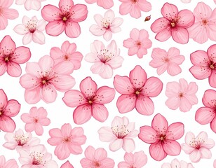 cherry blossom and flowers hand drawn illustrations and patterns of petals and leave