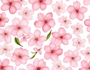 cherry blossom and flowers hand drawn illustrations and patterns of petals and leave