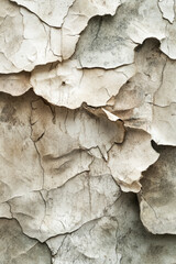 Fototapeta premium Textured abstract wall with cracked peeling paint layers in neutral tones
