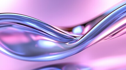 A flowing, translucent wave of liquid, reflecting soft hues of blue and pink, creating an abstract and serene visual effect.