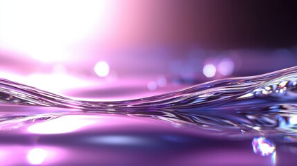 A shimmering surface of water reflects vibrant purple hues, creating a tranquil and artistic atmosphere.