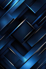 Fototapeta premium Abstract geometric blue pattern with overlapping rectangles and light effects
