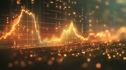 Abstract financial chart showing upward trend, possible use for investment articles, market analysis, or business presentations