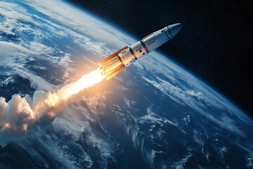 Modern Spacecraft Launch in Earth Orbit