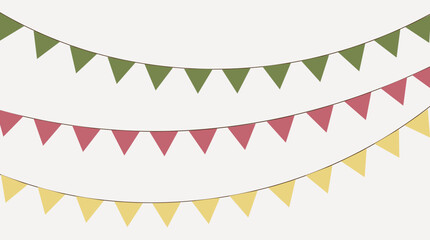Colorful carnival flags party decoration, celebration. Flat Design Vector Illustration 