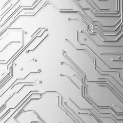 Abstract silver circuit board design with geometric lines and structures