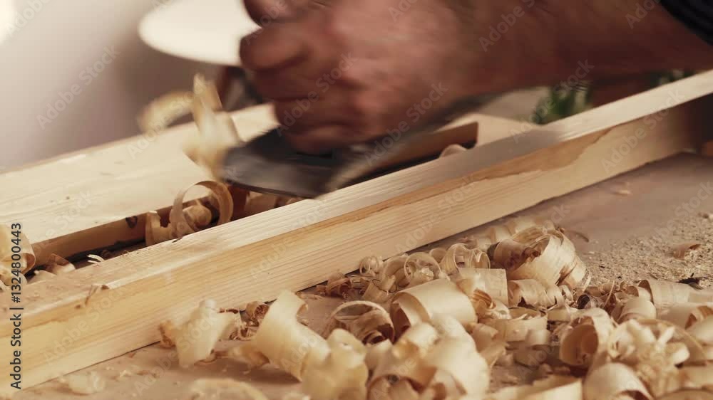 Aufkleber crafting fine woodwork in a workshop using traditional tools and techniques to shape the timber into