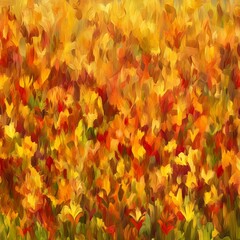 Abstract Impasto Painting of Autumnal Flowers
