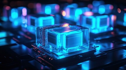 Fototapeta premium Illuminating the future: intricate network of advanced computing processors