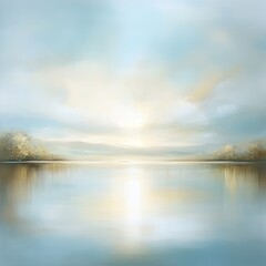 Abstract Landscape with Calm Water and Pale Sky