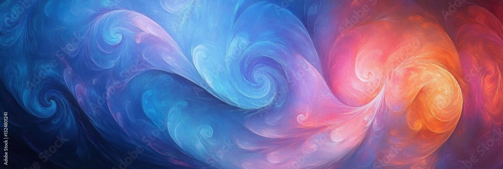 Poster Colorful swirling patterns create dynamic abstract design with vibrant hues