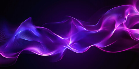 Fototapeta premium Vibrant abstract purple and blue light waves on dark background