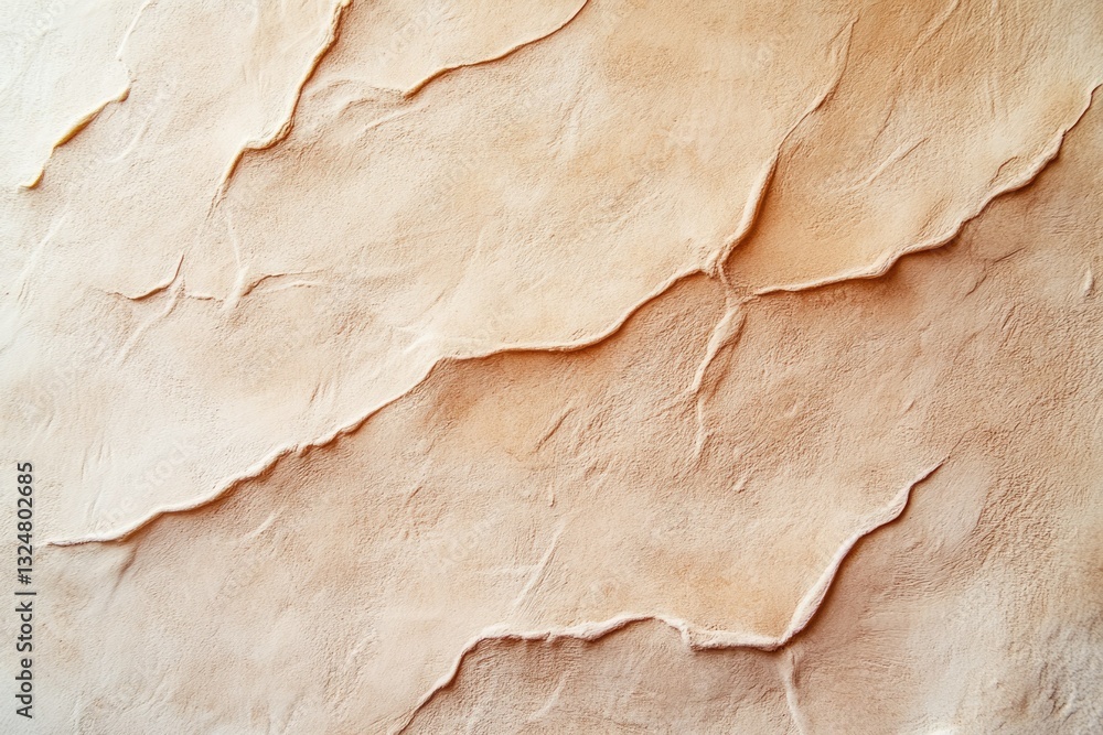 Poster textured beige wall with undulating, wave-like patterns and subtle cracks.