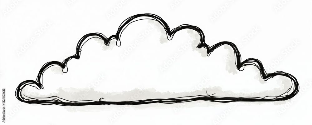Poster hand drawn doodle of cloud. white fluffy cartoon cloud illustration on light gray background. simple