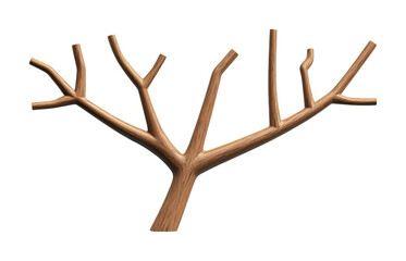 Fototapeta premium Minimalist wooden branch design with symmetrical branches, cut out
