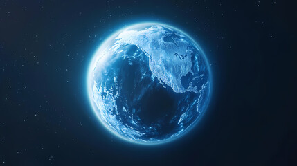 Fototapeta premium Frozen planet with glowing polar lights. Glacial Glow. Illustration