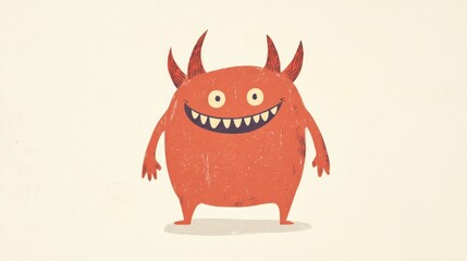Obraz premium A cheerful cartoon monster stands with its arms wide open, showcasing bright red fur, large smiling mouth, and playful features against a light background. It exudes a friendly vibe