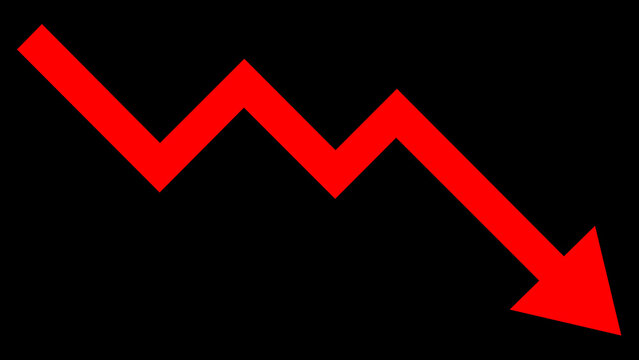 The image shows a red arrow pointing downwards, symbolizing a decline or decrease in metrics