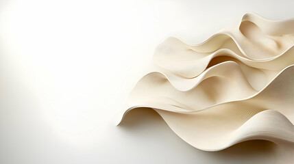 Abstract White Paper Wave Formation With Detailed Texture And Shadow Effect on a Simple Background