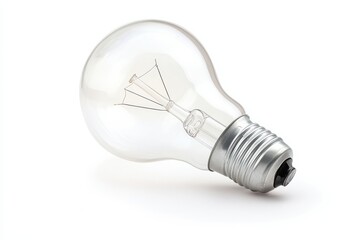 Clear glass incandescent light bulb with metal screw base isolated on Transparent Background
