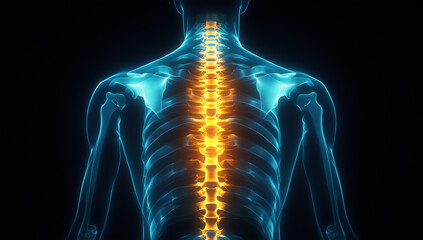 Futuristic 3D Illustration of Human Spine