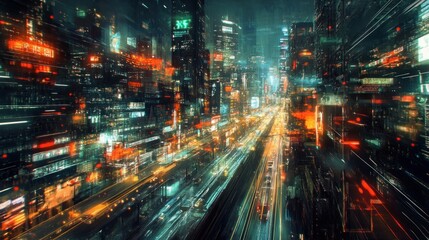 Cyberpunk Cityscape: Neon Lights and Urban Sprawl