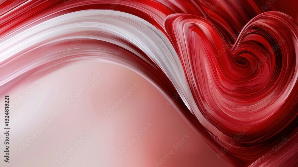 Poster layers of deep red and soft white blend seamlessly, forming a captivating abstract composition that 
