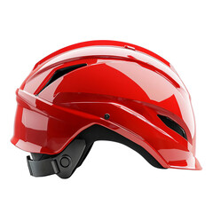 Fototapeta premium Png of Sleek red safety helmet designed for maximum protection and style on transparent background.