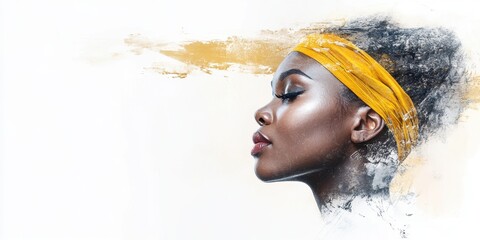 African Liberation Day Artistic portrait of young african female with yellow headband