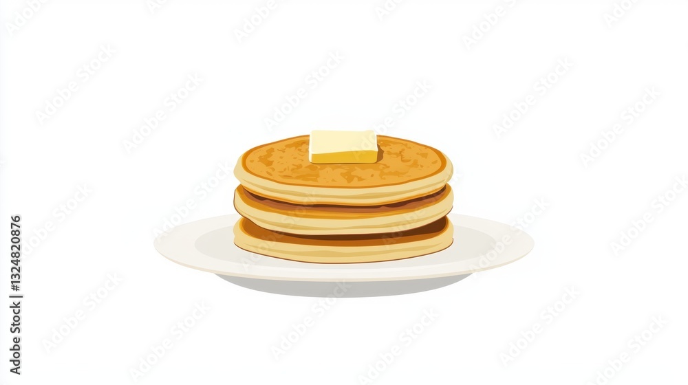 Poster a warm stack of fluffy pancakes sits neatly on a white plate. each pancake is layered with golden-br