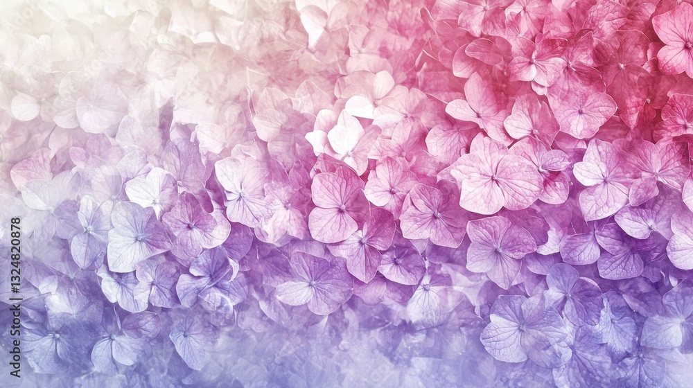 Aufkleber multiple hydrangea petals are arranged in a gradient display, blending soft pinks, purples, and whit