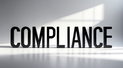Compliance message presented in bold typography against a simple background