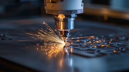 a laser cut machine is creating a metal plate