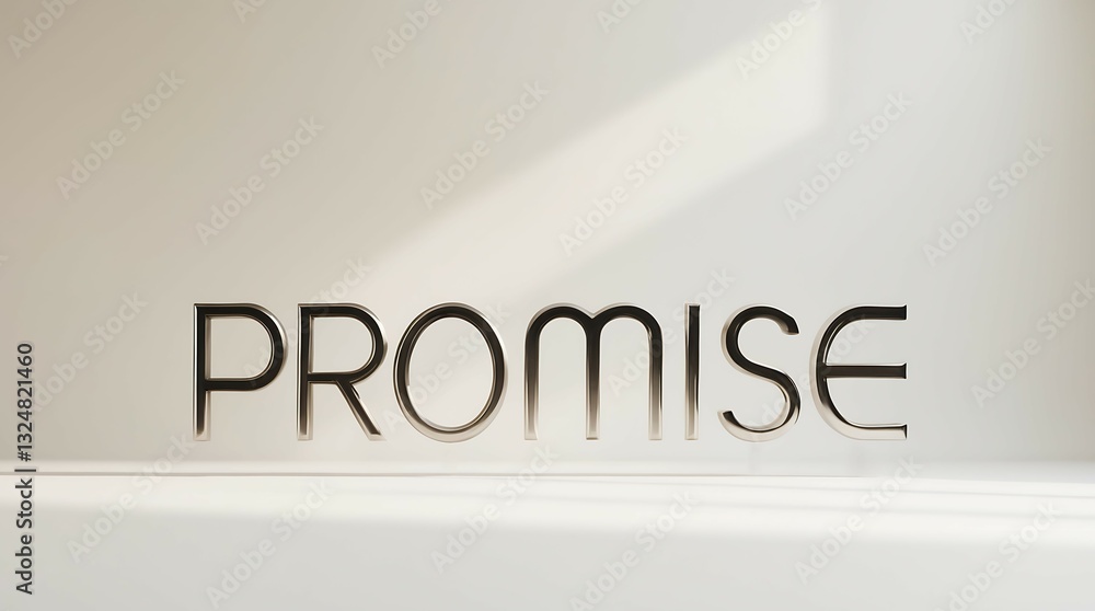 Poster artistic representation of the word promise on a smooth surface in soft light