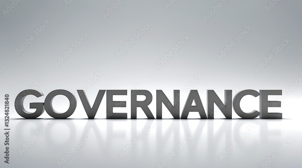 Poster governance concept with bold letters reflecting on a soft surface in a light setting
