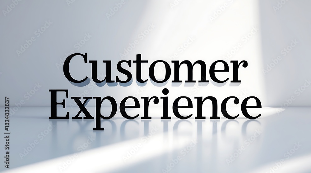 Poster customer experience text on a reflective surface in professional setting