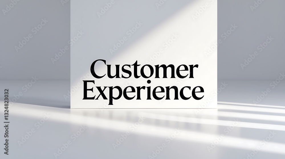 Poster exploring customer experience through clear typography on a minimalist background