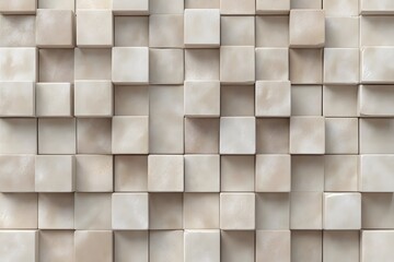 Fototapeta premium Vertical Arrangement of Smooth Beige Brick Cubes – 3D Abstract Structure