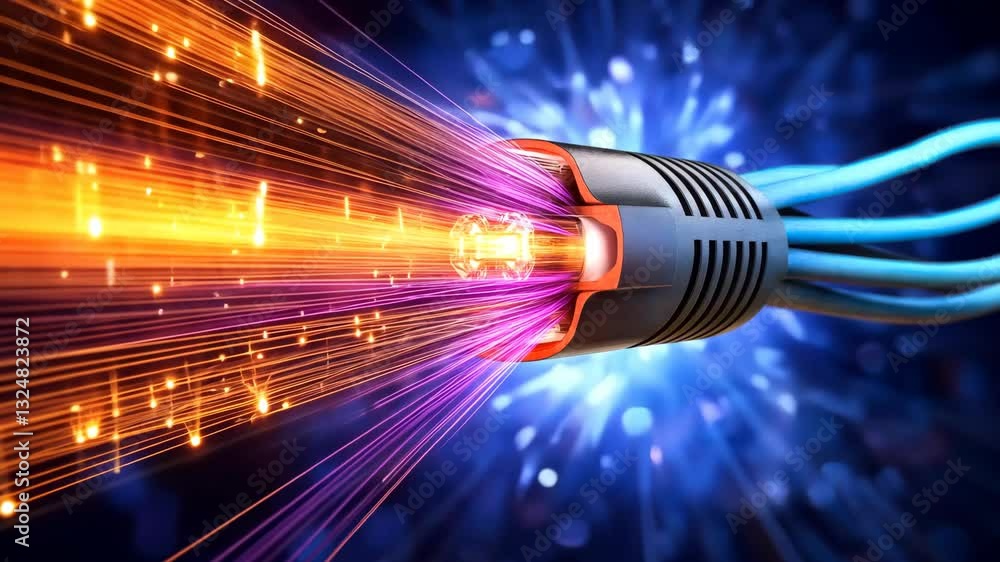 Aufkleber highspeed network connection with glowing fiber optics and dynamic light effects